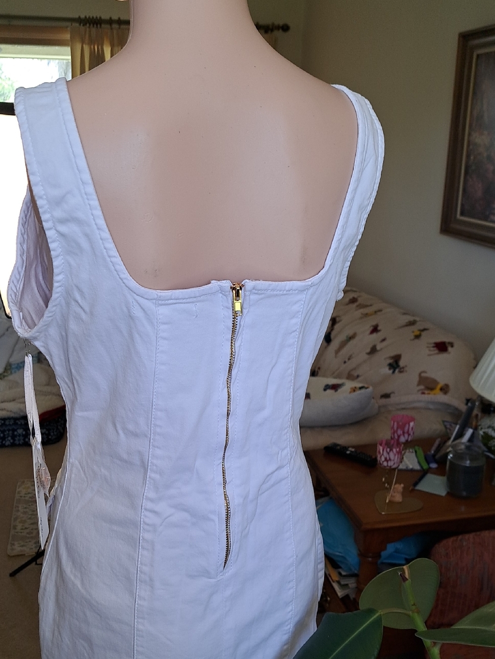 Roma White Sleeveless Button-Front Mini Dress with Gold Buttons XL( I Say More L - Picture 5 of 8